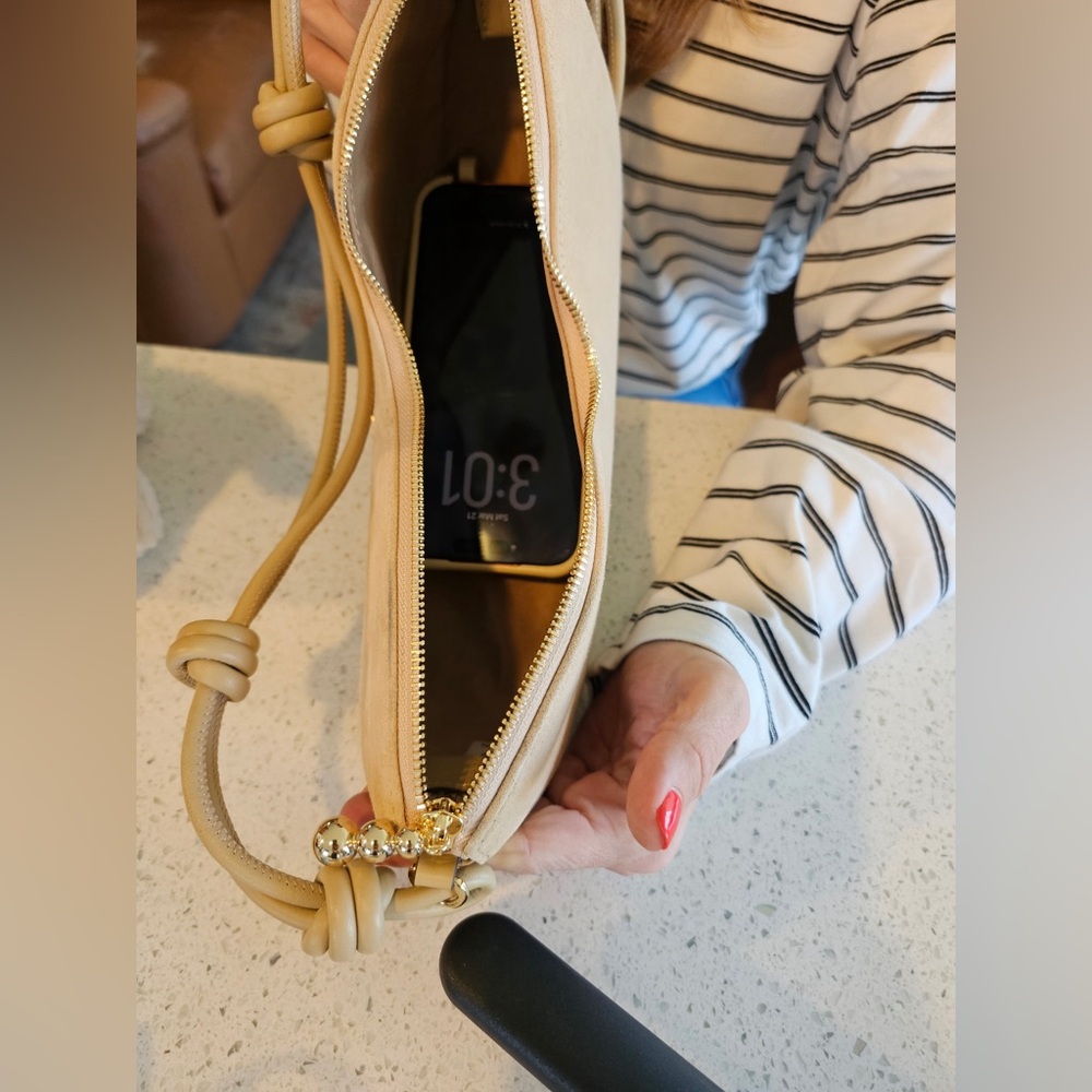 Cult Gaia Mercier Suede Shoulder Bag in Sand - Picture 10 of 10